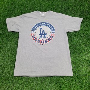 LA Dodgers Shirt Large 21x28 Gray Majestic